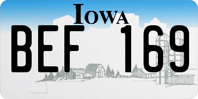 IA license plate BEF169