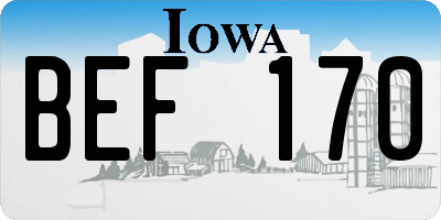 IA license plate BEF170