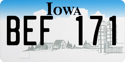 IA license plate BEF171