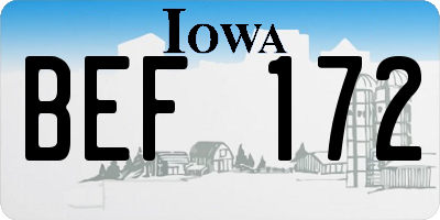 IA license plate BEF172