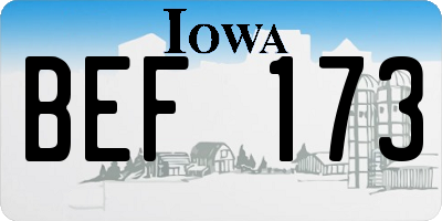 IA license plate BEF173