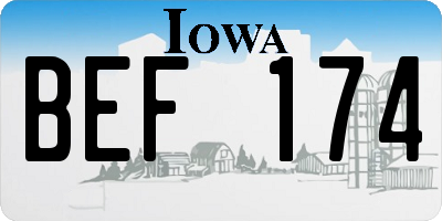 IA license plate BEF174