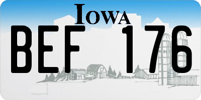 IA license plate BEF176