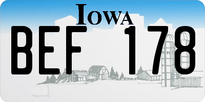 IA license plate BEF178
