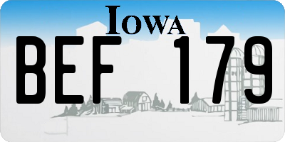 IA license plate BEF179