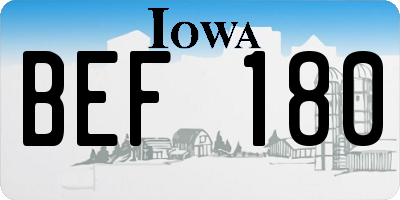 IA license plate BEF180