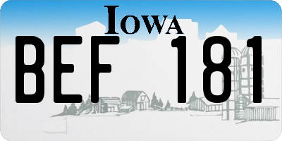 IA license plate BEF181