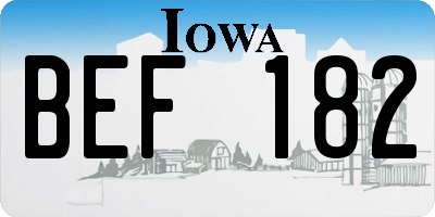 IA license plate BEF182