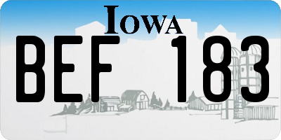 IA license plate BEF183