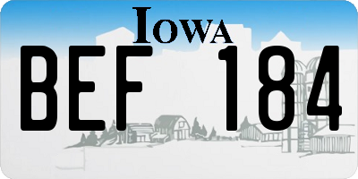 IA license plate BEF184