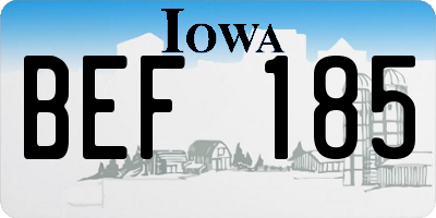 IA license plate BEF185