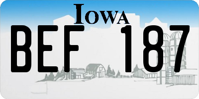 IA license plate BEF187