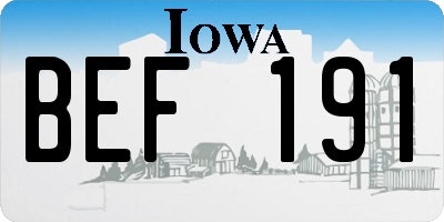 IA license plate BEF191