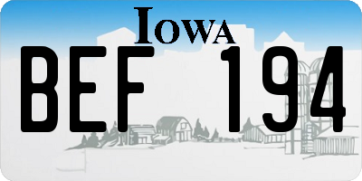 IA license plate BEF194