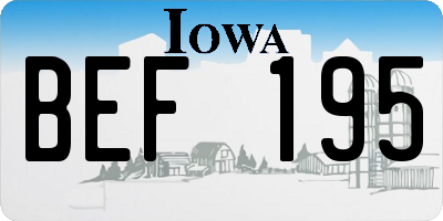 IA license plate BEF195
