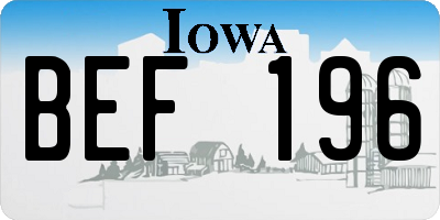 IA license plate BEF196