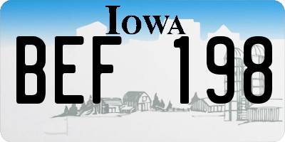 IA license plate BEF198