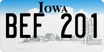 IA license plate BEF201