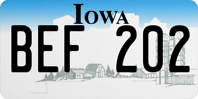 IA license plate BEF202