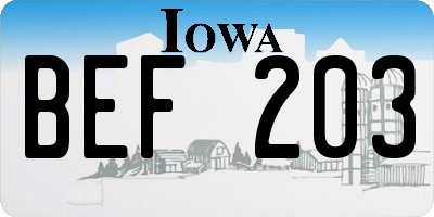 IA license plate BEF203