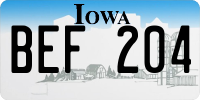 IA license plate BEF204