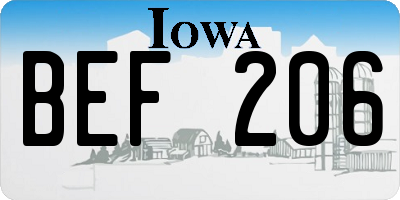 IA license plate BEF206