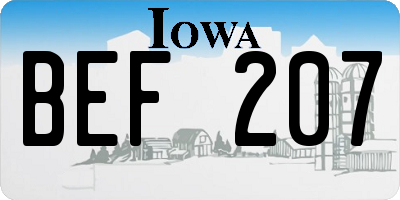 IA license plate BEF207