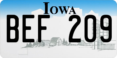 IA license plate BEF209