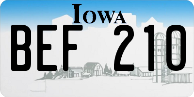 IA license plate BEF210