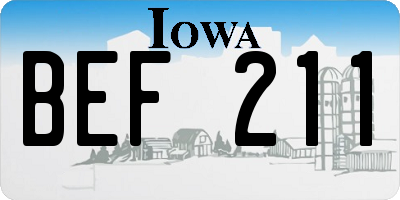 IA license plate BEF211