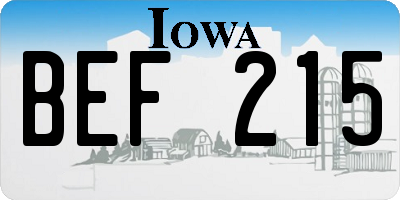 IA license plate BEF215
