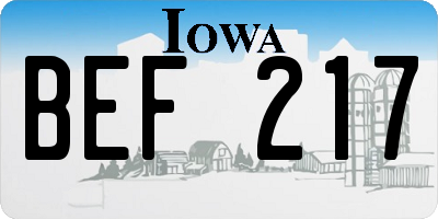 IA license plate BEF217