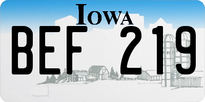 IA license plate BEF219