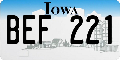 IA license plate BEF221