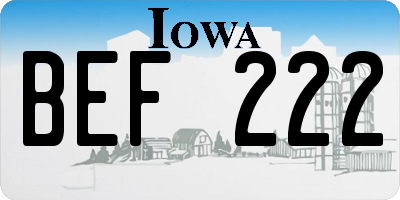 IA license plate BEF222