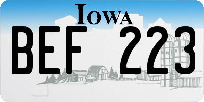 IA license plate BEF223