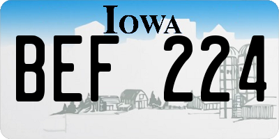 IA license plate BEF224