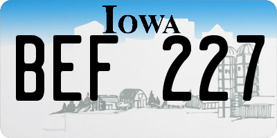 IA license plate BEF227