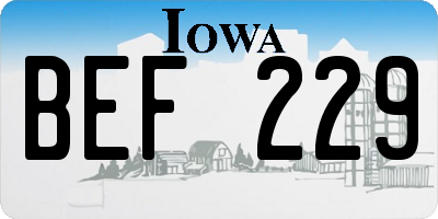 IA license plate BEF229