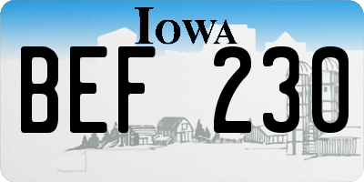 IA license plate BEF230