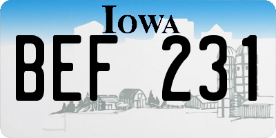 IA license plate BEF231