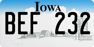 IA license plate BEF232