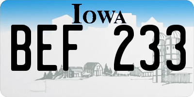 IA license plate BEF233