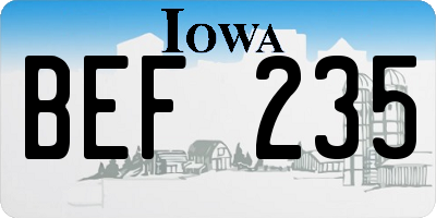 IA license plate BEF235