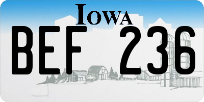 IA license plate BEF236