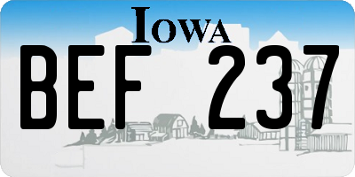 IA license plate BEF237