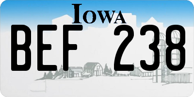 IA license plate BEF238