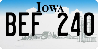 IA license plate BEF240