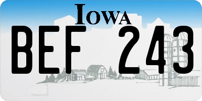 IA license plate BEF243