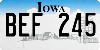 IA license plate BEF245